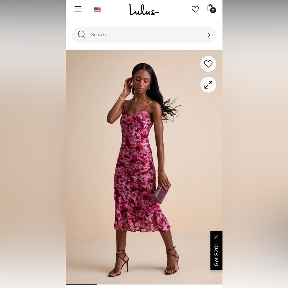 Lulu's Burgundy Floral Midi Dress